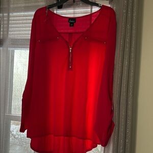 Simply Emma Red Blouse with Zipper Detail